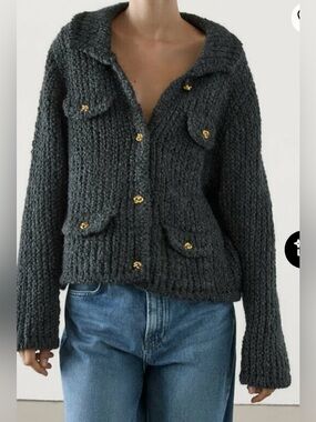 MASSIMO DUTTI WOOL/ALPACA CARDIGAN - XS